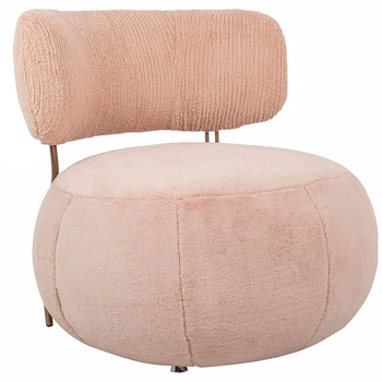 Tapicerowany fotel Low Teddy Pink HE510X-3.PECH.PINK do sypialni różowy 