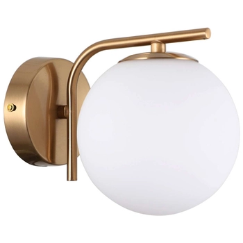 Kinkiet LAMPA ścienna RADDI WL-5510-1-HBR Italux szklana OPRAWA modernistyczna kula ball miodowy mosiądz biała