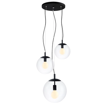 Wisząca LAMPA hygge ALUR 10734302 Kaspa skandynawska OPRAWA kulisty ZWIS szklane kule balls przezroczyste czarne