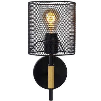 Loftowa LAMPA ścienna BASKETT 45259/01/30 Lucide metalowa OPRAWA druciany kinkiet czarny drewno