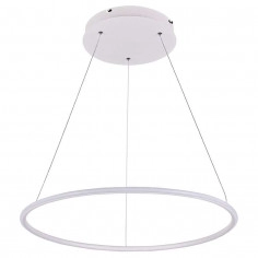 LAMPA wisząca MDECO SLIM/000012/3000/W metalowa OPRAWA futurystyczna LED 43W 3000K zwis pierścień ring IP44 biały