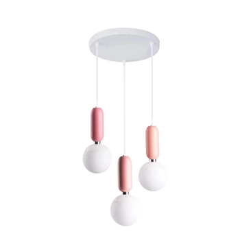 Wisząca lampa dziecięca Rubi LP-044/3P Pink biała różowa