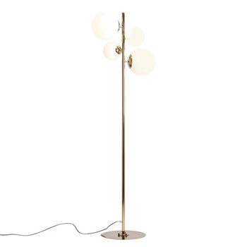 Złota lampa podłogowa Bloom 1091A30 Aldex stojąca do salonu szklane kule
