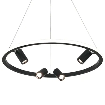 Lampa ring z reflektorami wisząca 22012 LED 47W 3000K do salonu czarny