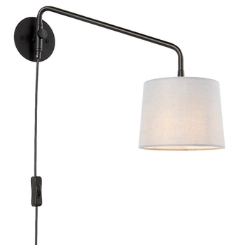 Regulowana lampa ścienna Carlson 79500 z abażurem czarny szary