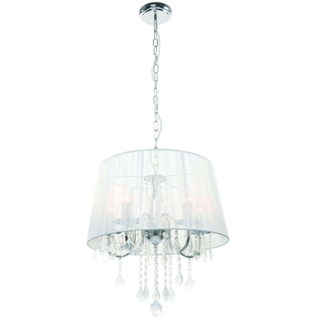 LAMPA wisząca MONA LP-5005/3P srebrna Light Prestige abażurowa OPRAWA na łańcuchu ZWIS z kryształkami glamour crystal srebrny