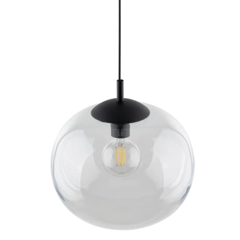 Szklana lampa wisząca VIBE 4817 do sypialni kula czarny przezroczysty