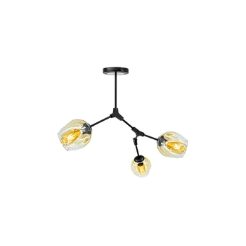 Modernistyczna LAMPA sufitowa 1962/3 BLACK-21QG Elem loftowa OPRAWA plafon szklany chemistry czarny mosiądz