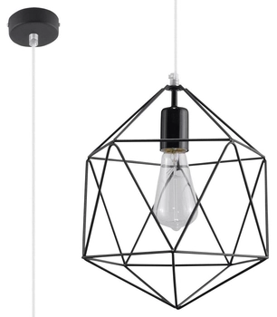 Druciana LAMPA wisząca SL.0291 industrialna OPRAWA zwis druciak metalowy czarny