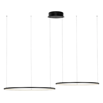 Wisząca czarna lampa pierścienie LED 75W 3000K podwójna nad wyspę ringowa SLD/000027/3000/B/L