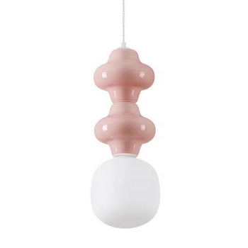 Wisząca lampa ceramiczna VILROSA LE44561 nad stół różowa biała