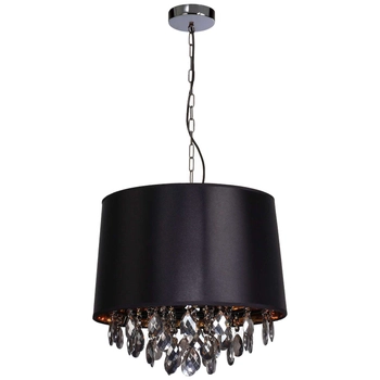 Żyrandol LAMPA wisząca VIGO LP-0412/1P BK Light prestige abażurowa OPRAWA glamour ZWIS z kryształkami crystal czarny