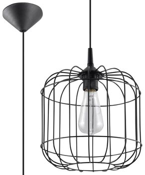 Druciana LAMPA wisząca SL.0296 industrialna OPRAWA zwis druciak metalowy klatka czarna
