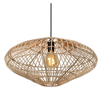 Rattanowa lampa wisząca Magali 03435/56/72 Lucide loftowa drewniana czarna