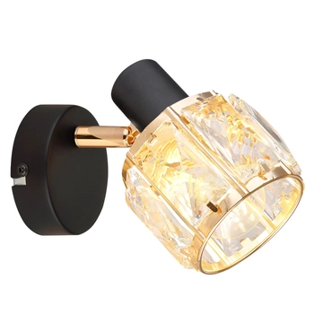 Kryształowa lampa ścienna Dubai 91-30221 Candellux glamour czarna bursztynowa złota