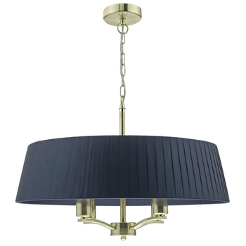 Żyrandol z abażurem Cristin CRI0423 Dar Lighting vintage mosiądz granatowy