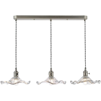 Wisząca lampa szklana Hadano HAD3661-12 falista chrom przezroczysty