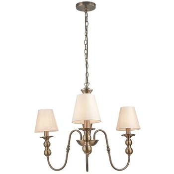 Żyrandol LAMPA wisząca GRADO LP-888/3P Light Prestige abażurowa OPRAWA na łańcuchu ZWIS materiałowy biały patyna