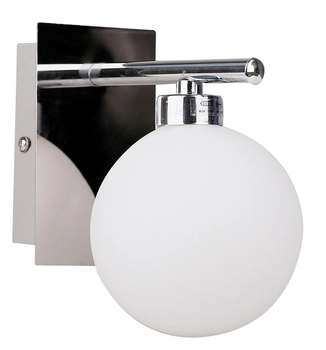 Nowoczesna lampa ścienna kinkiet do holu kula chrom biała