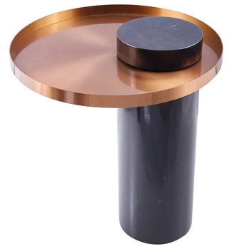 Marmurkowy stolik kawowy COLUMN DP-FA1 black copper Step marmur stal czarny miedziany