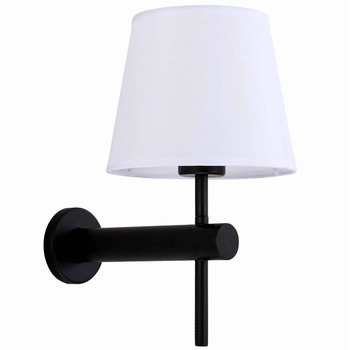 Abażurowa LAMPA ścienna TIVOLI LP-1133/1W BK Light Prestige klasyczna OPRAWA kinkiet na wysięgniku okrągły czarny biały