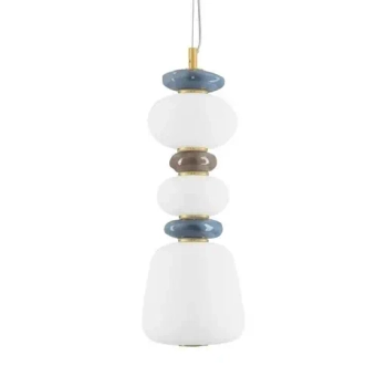Skandynawska lampa wisząca FELANZO LE45241 z porcelany biała złota niebieska