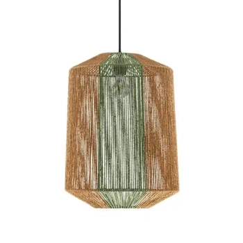 Skandynawska wisząca lampa SONVERA LE45347 do sypialni drewno-zieleń