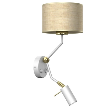 Regulowany kinkiet ratanowy Marshall do czytania biały