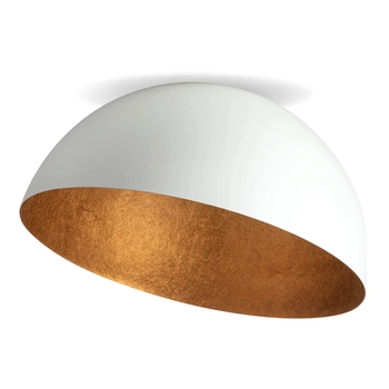 Sypialniana lampa sufitowa Sfera nad łóżko biała miedziana