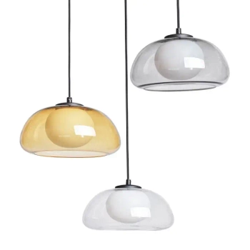 Potrójna lampa wisząca nad stół Ainale PND-54637-3-BK-SG czarna bursztynowa