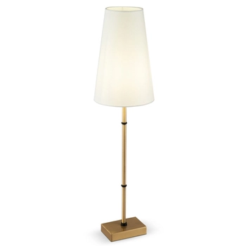 Lampka stołowa Saragossa H001TL-01BS prosta do gabinetu biała złota