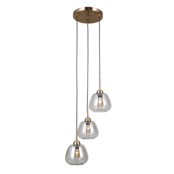 Nowoczesna lampa wisząca Felis PND-40824-3-GD szklana bursztynowa złota