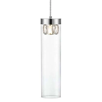 Wisząca lampa GEM P0389-01D-F4AC tuba szklana chrom przezroczysty