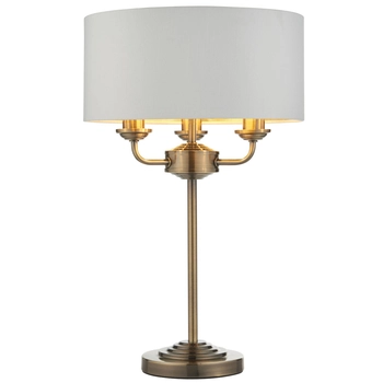 Stołowa lampa vintage Highclere 98932 Endon do sypialni biała mosiądz