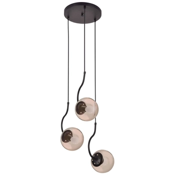 LAMPA wisząca HOOK LP-125/3P BK  Light Prestige szklana OPRAWA kaskada ZWIS kule balls czarne bursztynowe