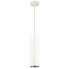 Wisząca lampa NEW YORK P8371-1L W/S metalowa zwis tuba biała srebrna