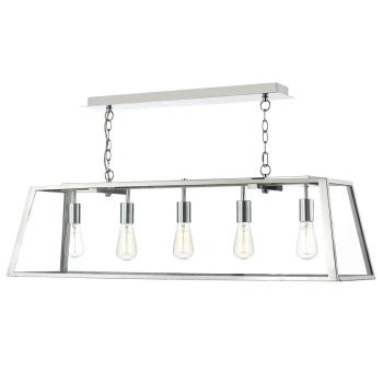 Szklana wisząca lampa Academy ACA0544 metalowa na łańcuchu srebrna