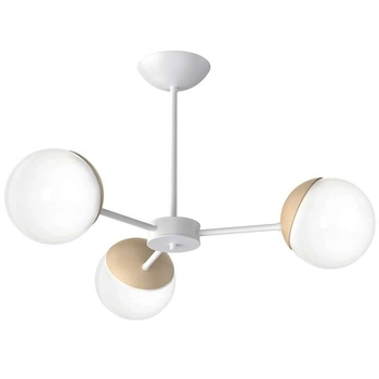 Loftowa LAMPA sufitowa SFERA WOOD MLP5432 Milagro skandynawska OPRAWA plafon szklane kule białe drewno
