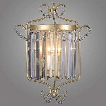 Kinkiet LAMPA ścienna RINALDO WL-33057-1-CH.G Italux metalowa OPRAWA z kryształkami glamour crystal złota szampańska