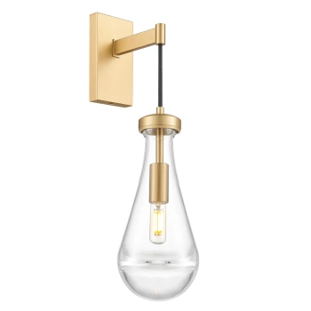 Kinkiet ścienny MEMPHIS mosięzny metalowy szklany zwis łezka E14 1-punktowa W01170BR