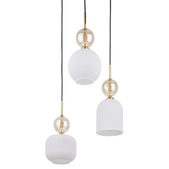 Wisząca lampa do przedpokoju Sophia Cognac ryflowana biały czarny