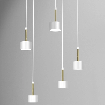 Wisząca lampa do salonu ARENA zwis metalowy nad łóżko biały złoty