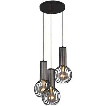 Industrialna LAMPA wisząca Arvi K-4522 Kaja metalowa OPRAWA druciany ZWIS kaskada czarna złota