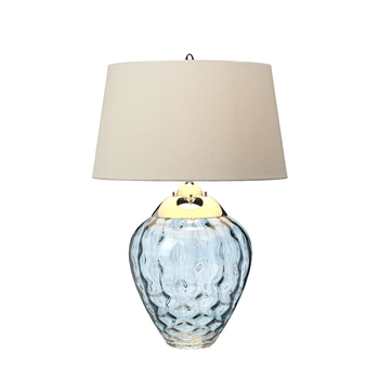 Szklana lampa stołowa QN-SAMARA-TL-BLU na biurko niebieska