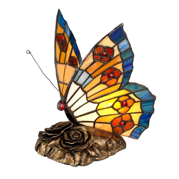 Witrażowa lampa stołowa Tiffany QZ-OBUTTERFLY-TL Quoizel motyl kolorowa