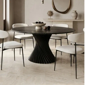 Stół TANGO MM001501100411 czarny drewniany dekor marmuru 120cm