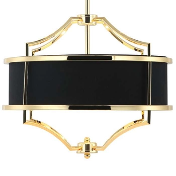 LAMPA wisząca Stesso Gold Nero S Orlicki Design okrągła OPRAWA abażurowa w stylu klasycznym czarna złota
