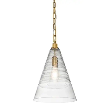 Wisząca lampa do kuchni Elmore QN-ELMORE-P-BBS stożek szklany mosiądz