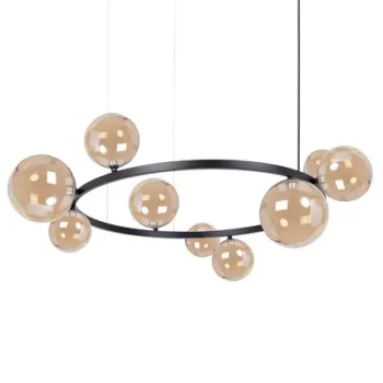 Szklana lampa wisząca nad wyspę Bolero 41323 molekuły bursztynowe czarne