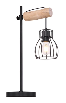 Biurkowa lampa Mina 15326TN do gabinetu czarna drewniana